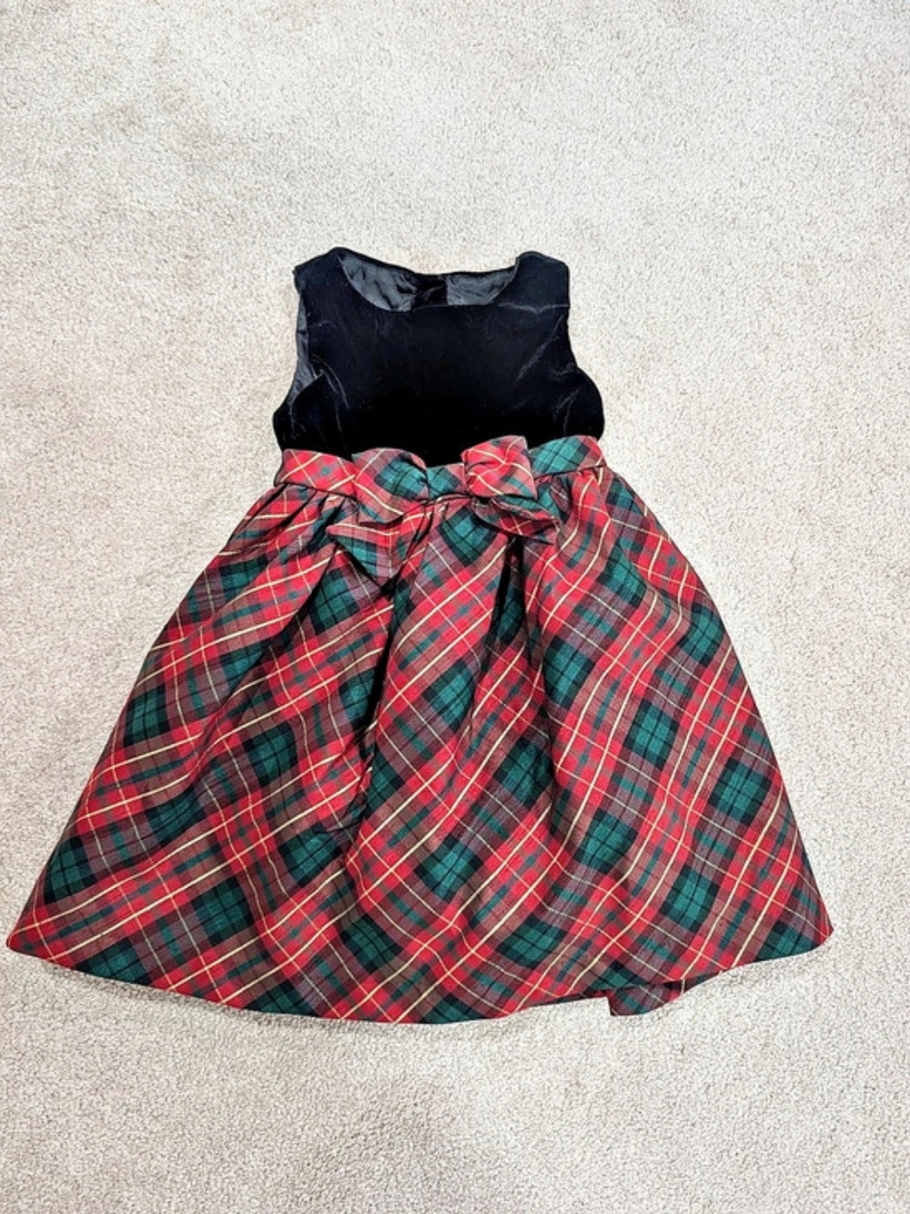 Gymboree Black Velvet and Red Plaid Holiday Dress Girls 3T